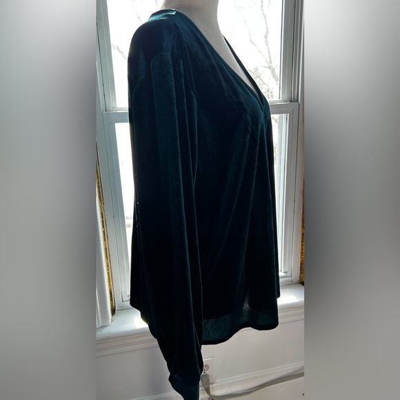 BNWT Cleo size L velvet greenish/blue long-sleeve shirt - Picture 2 of 10